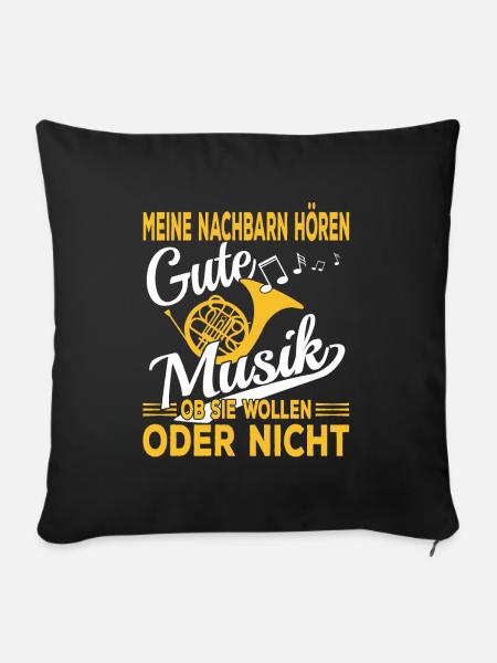 Blasmusiker Horn Musiker - Sofakissen mit Füllung 45 x 45 cm - Schwarz