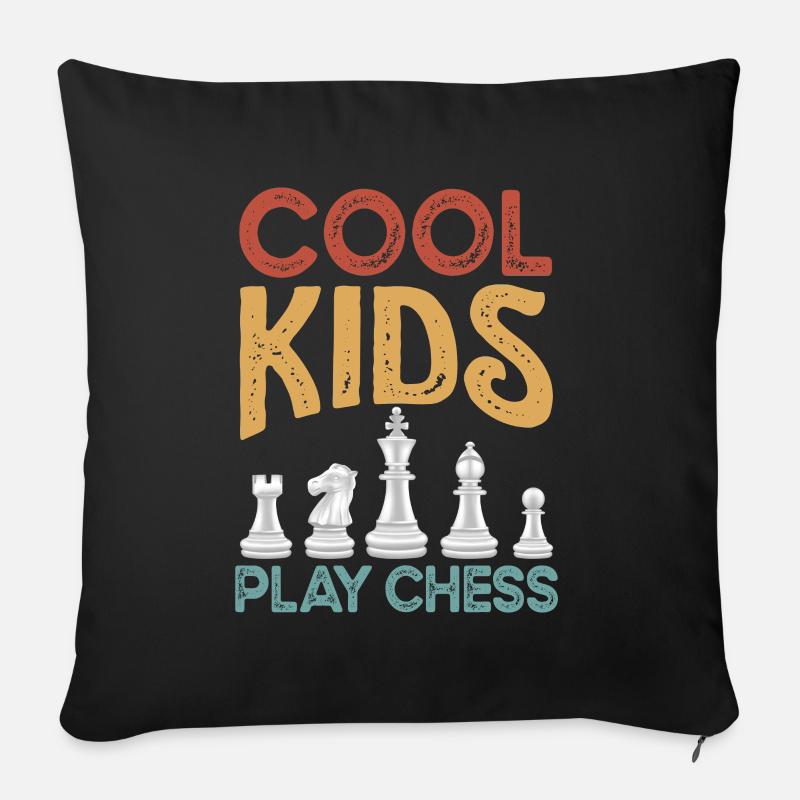 Chess pieces Chessboard Chess player Chess - Sofa pillow with filling 45cm x 45cm - black