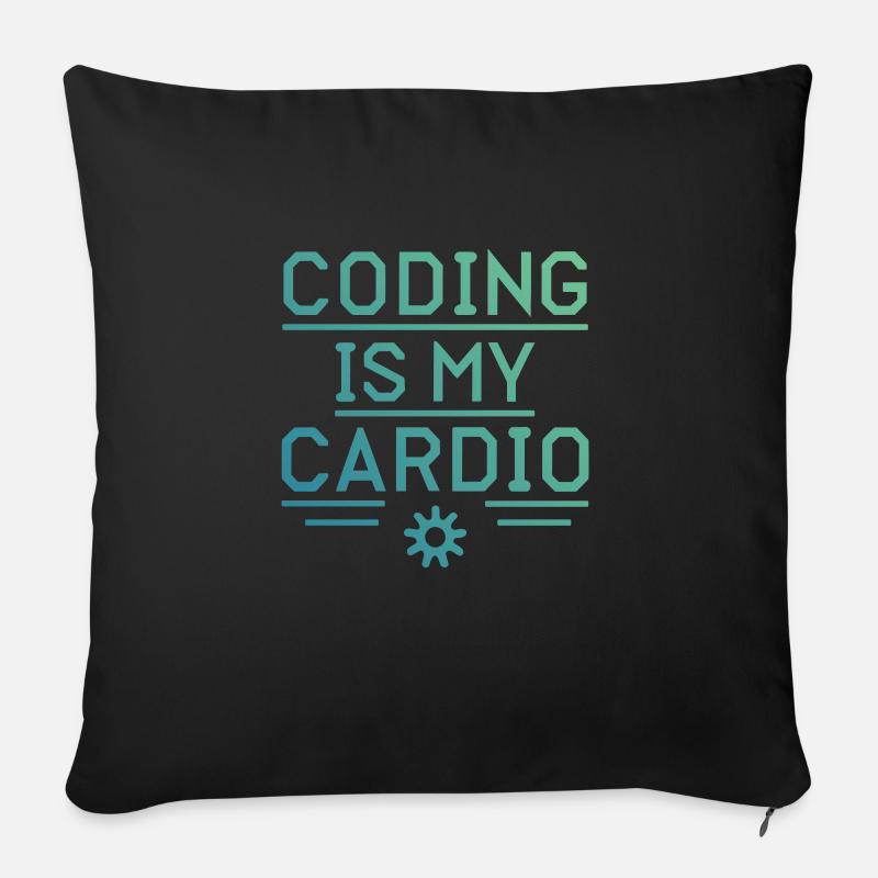 Coding Is My Cardio | Developer Fun - Sofakissen mit Füllung 45 x 45 cm - Schwarz