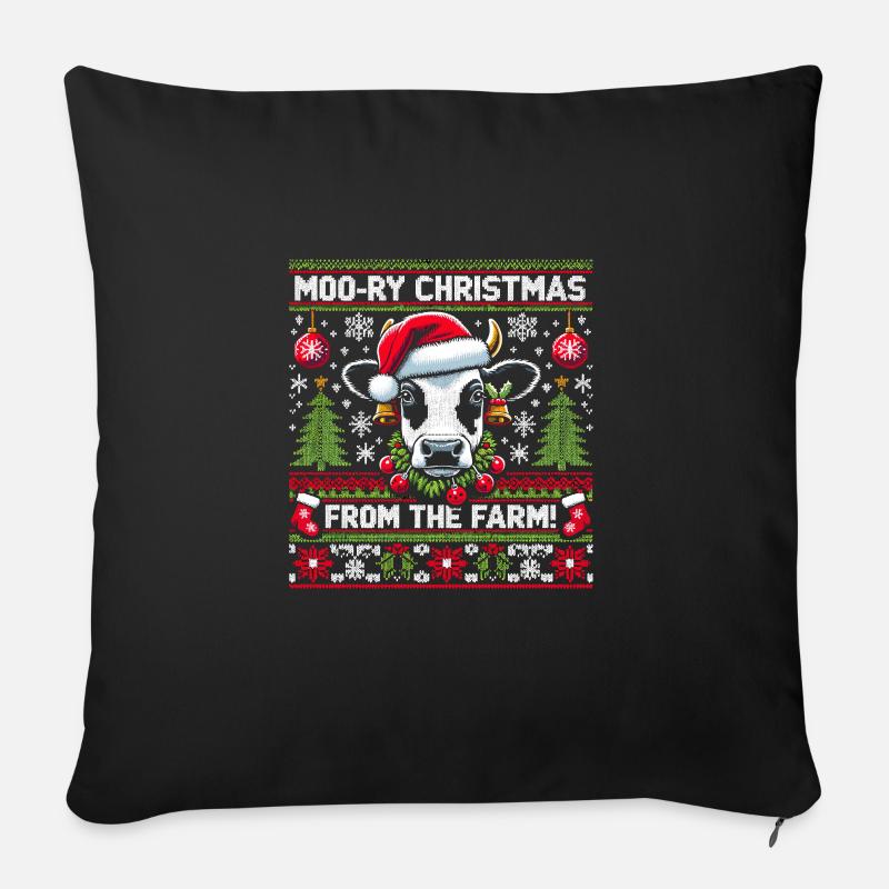 Grimt juledesign til koelskere - Sofapude med fyld 45 x 45 cm - sort