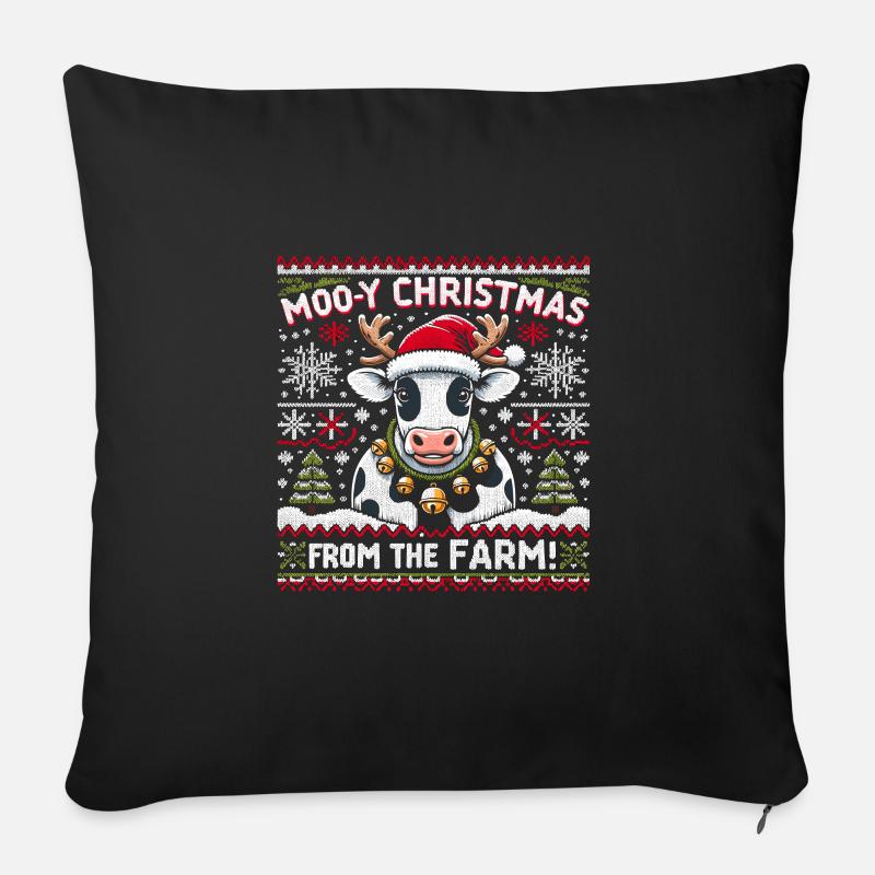 Grimt juledesign til koelskere - Sofapude med fyld 45 x 45 cm - sort