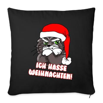 Comicstyle Katzenmotiv - Weihnachten ohne mich - Sofakissen mit Füllung 45 x 45 cm - Schwarz - Vorne