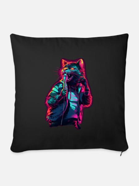 Singende Katze - Sofakissen mit Füllung 45 x 45 cm - Schwarz