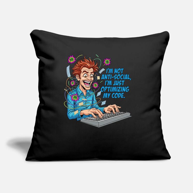 Code Optimizer: Anti-social? Just coding! Sofa pillow with filling 45cm x 45cm