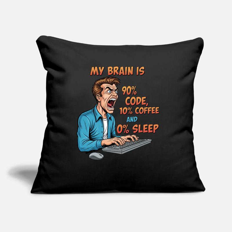 0% Sleep: Code & Coffee Power! Sofa pillow with filling 45cm x 45cm
