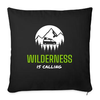 Wilderness is Calling Nugget Camper Design - Sofa pillow with filling 45cm x 45cm - black - Front