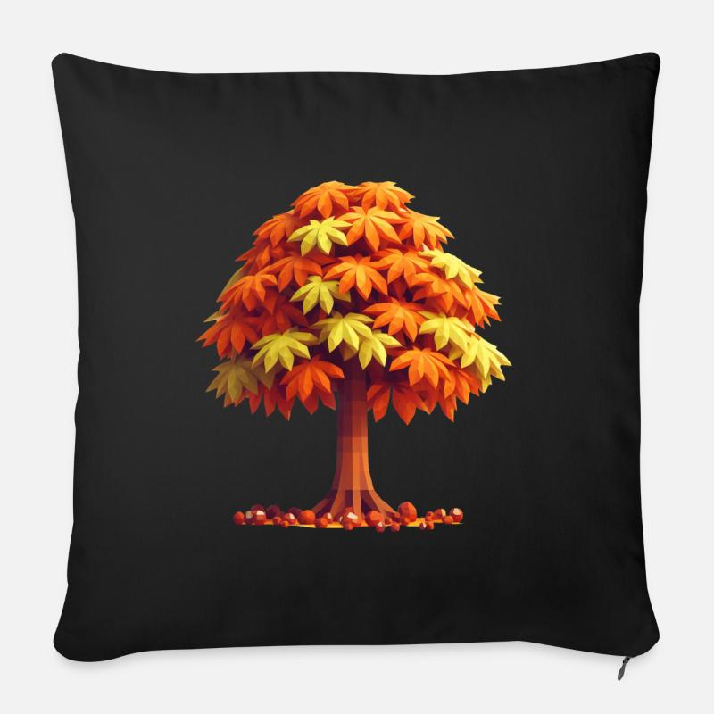 Herbstpracht: Polygon-Kastanienbaum - Sofakissen mit Füllung 45 x 45 cm - Schwarz