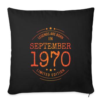 Geburtstag September 1970 Limited Edition Vintage - Sofakissen mit Füllung 45 x 45 cm - Schwarz - Vorne