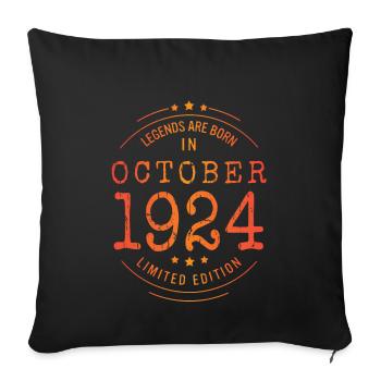Anniversaire Octobre 1924 Edition Limitée Millésime - Coussin et housse de 45 x 45 cm - noir - Devant