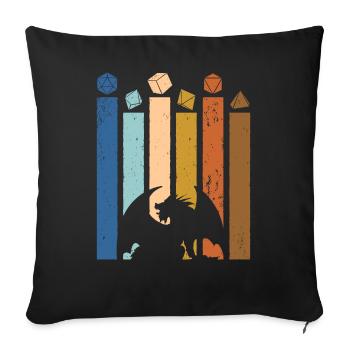 R20 de dés rétro R20 de table RPG de table - Coussin et housse de 45 x 45 cm - noir - Devant