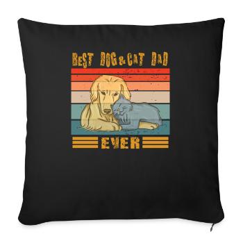 Conception de chien de chat pour les amoureux des animaux de compagnie - Coussin et housse de 45 x 45 cm - noir - Devant