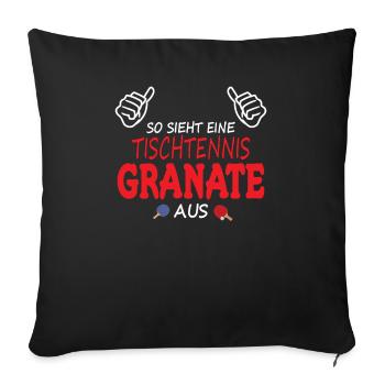 Tischtennis Zubehör Pingpong Motiv - Sofakissen mit Füllung 45 x 45 cm - Schwarz - Vorne