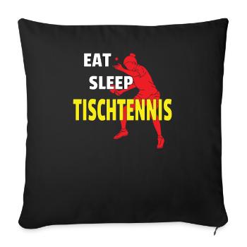 Tischtennis Zubehör Pingpong Motiv - Sofakissen mit Füllung 45 x 45 cm - Schwarz - Vorne