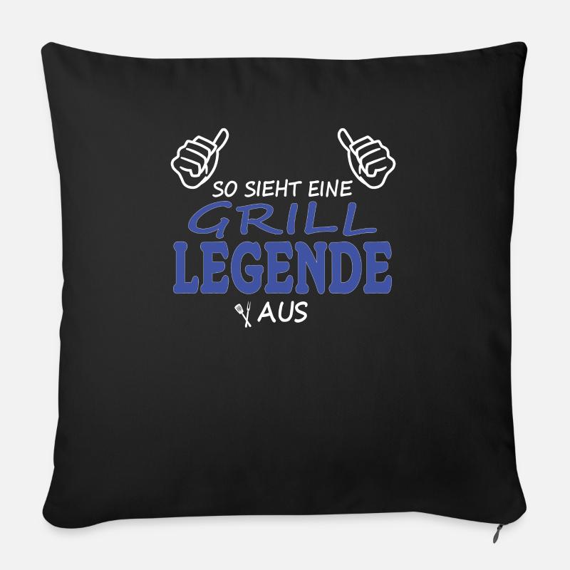 Grillen und Camper Geschenkidee - Sofakissen mit Füllung 45 x 45 cm - Schwarz