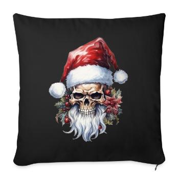 Crâne avec chapeau de Père Noël - Coussin et housse de 45 x 45 cm - noir - Devant