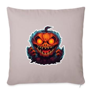 Halloween Kürbis - Sofakissen mit Füllung 45 x 45 cm - helles Taupe - Vorne