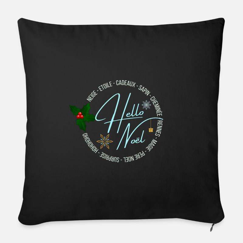 Hello Noël - Coussin et housse de 45 x 45 cm - noir