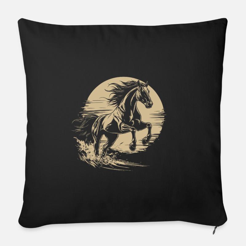 Silhouette De Cheval Au Galop Vintage - Coussin et housse de 45 x 45 cm - noir
