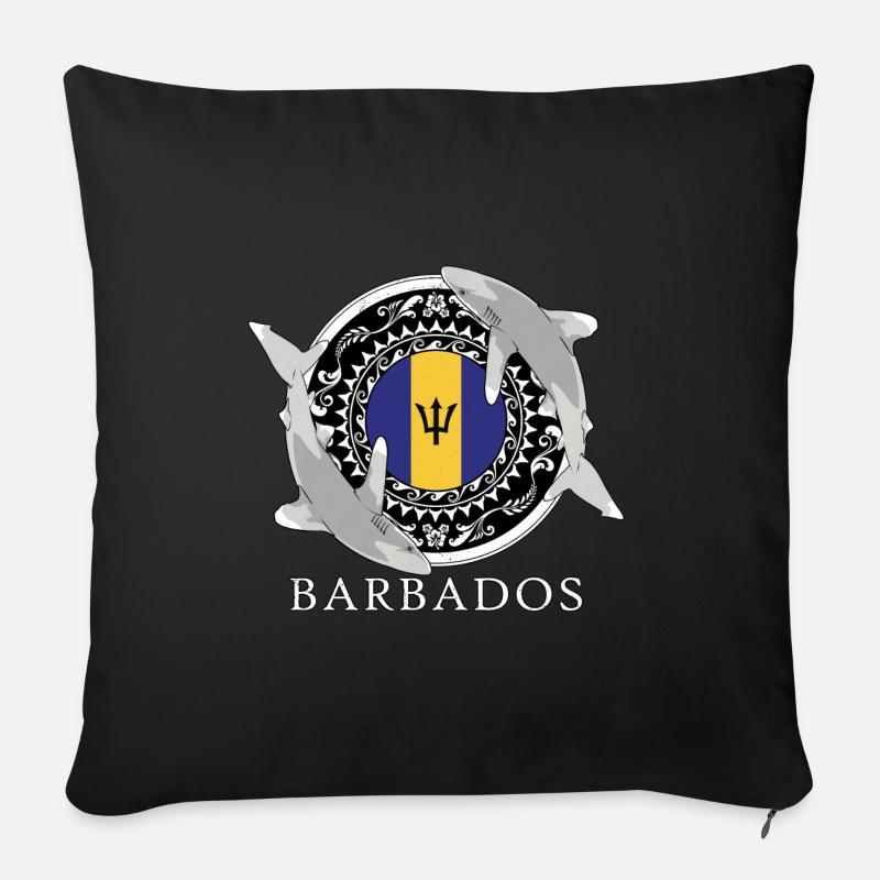 Requin océanique à pointes blanches de la Barbade - Coussin et housse de 45 x 45 cm - noir