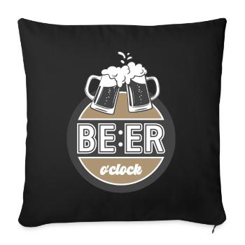 It's a beer o'clock. Retro style design. - Sofa pillow with filling 45cm x 45cm - black - Front
