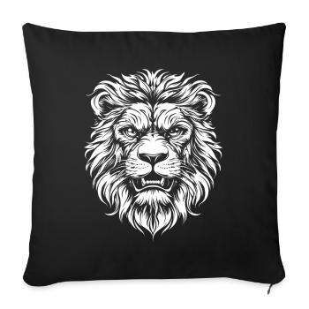 Portrait de lion, faune, Afrique, animaux - Coussin et housse de 45 x 45 cm - noir - Devant