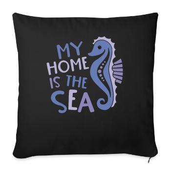 My Home Is The Sea Seahorse - Sofa pillow with filling 45cm x 45cm - black - Front