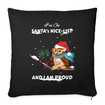 On the Nice List with Santa Claus - Sofa pillow with filling 45cm x 45cm - black - Front