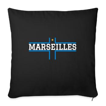 Marseille étoile football - Coussin et housse de 45 x 45 cm - noir - Devant
