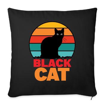 Schwarze Katze - Sofakissen mit Füllung 45 x 45 cm - Schwarz - Vorne