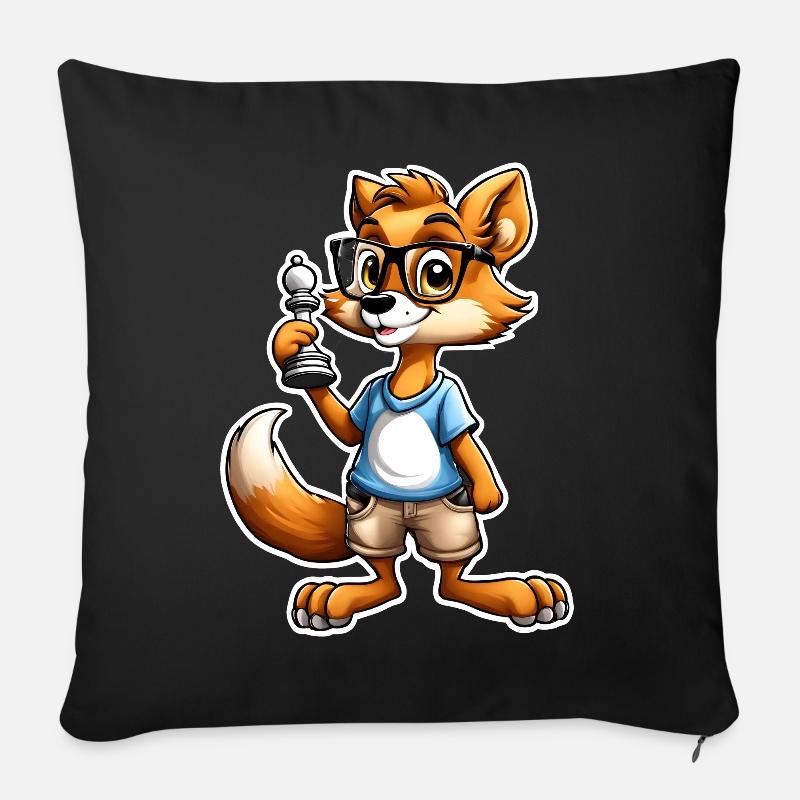 Clever Fox Kids Pillow Cup Sticker Button - Coussin et housse de 45 x 45 cm - noir