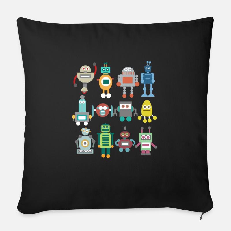 Nerd Roboter Retro lustig Geschenk Technik spielen - Sofakissen mit Füllung 45 x 45 cm - Schwarz