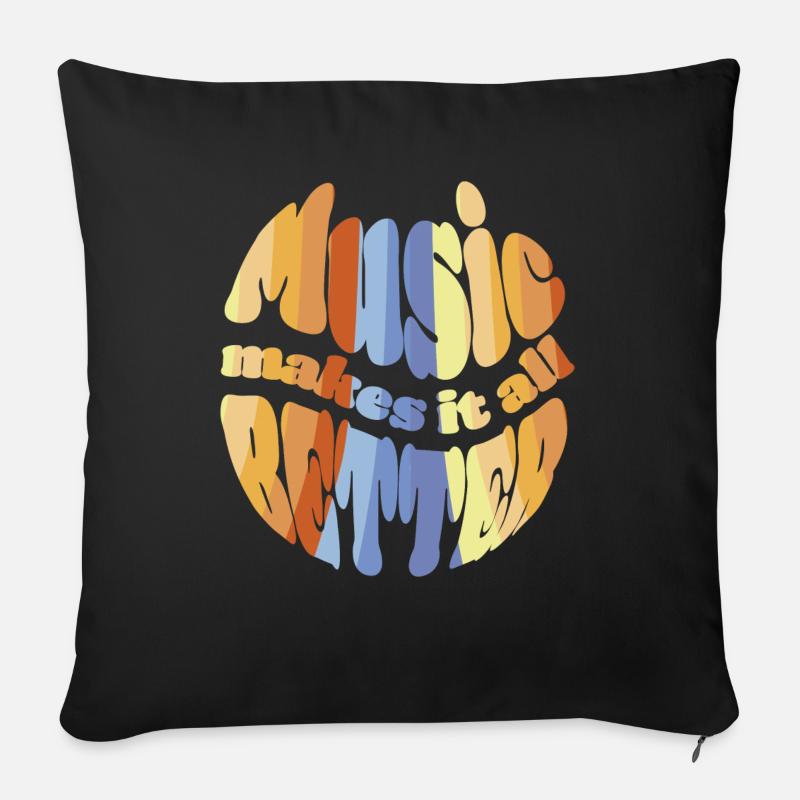 Music makes it all better - 70s Style - Sofakissen mit Füllung 45 x 45 cm - Schwarz