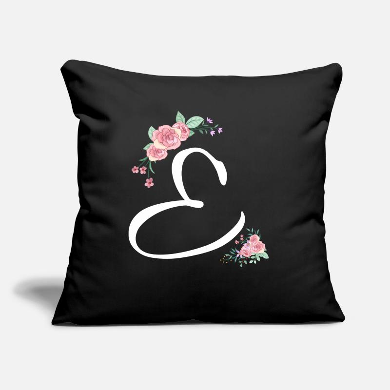Lettre e fleurs Coussin et housse de 45 x 45 cm