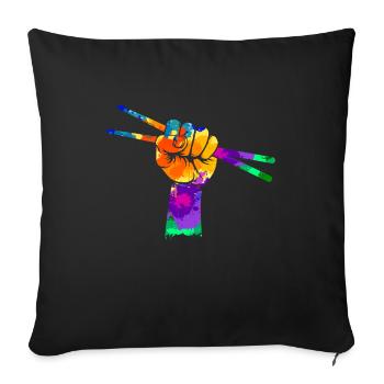 Batteur pilons poing cadeau - Coussin et housse de 45 x 45 cm - noir - Devant