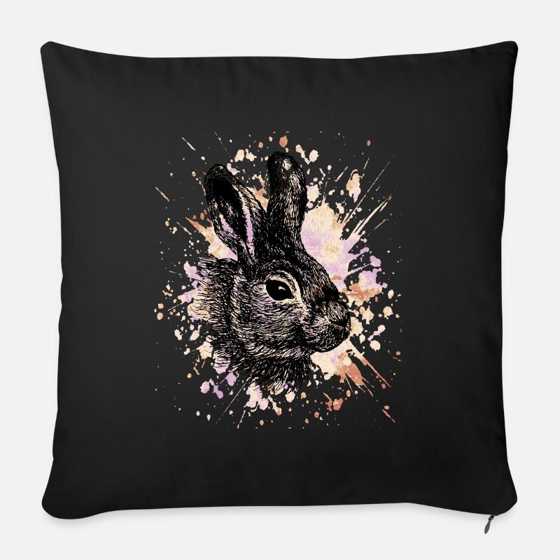 Lapin - Coussin et housse de 45 x 45 cm - noir