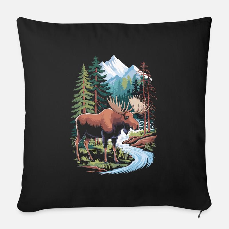 Elch - Sofakissen mit Füllung 45 x 45 cm - Schwarz