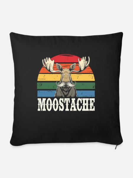 Moustache Bart Bärtig Elch - Sofakissen mit Füllung 45 x 45 cm - Schwarz