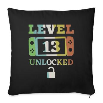 Level 13 unlocked 13. Geburtstag Geschenk - Sofakissen mit Füllung 45 x 45 cm - Schwarz - Vorne