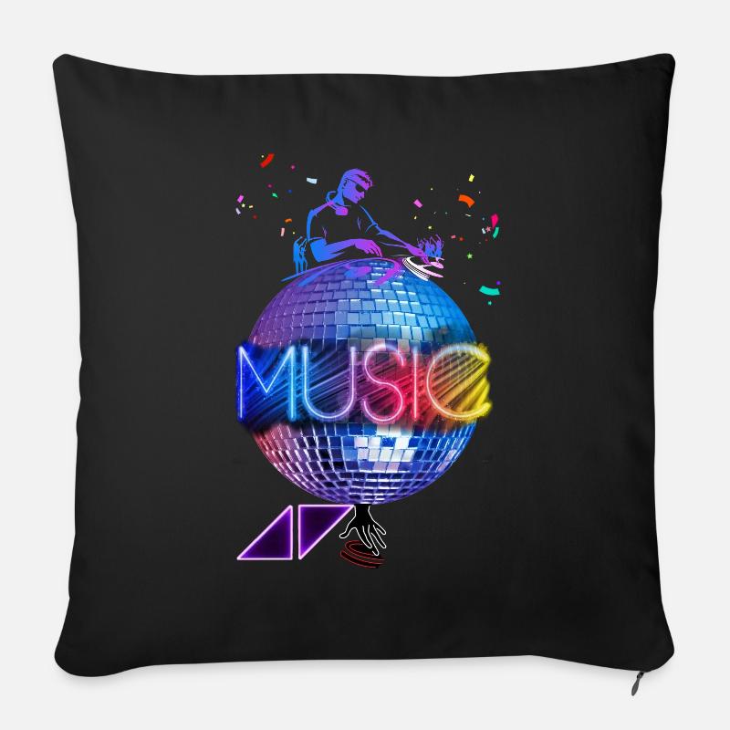 Musik DJ, Musik, Disco, LEDs. - Sofakissen mit Füllung 45 x 45 cm - Schwarz