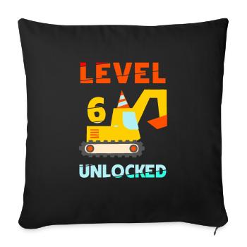 Pelle déverrouillée de niveau 6 - Coussin et housse de 45 x 45 cm - noir - Devant