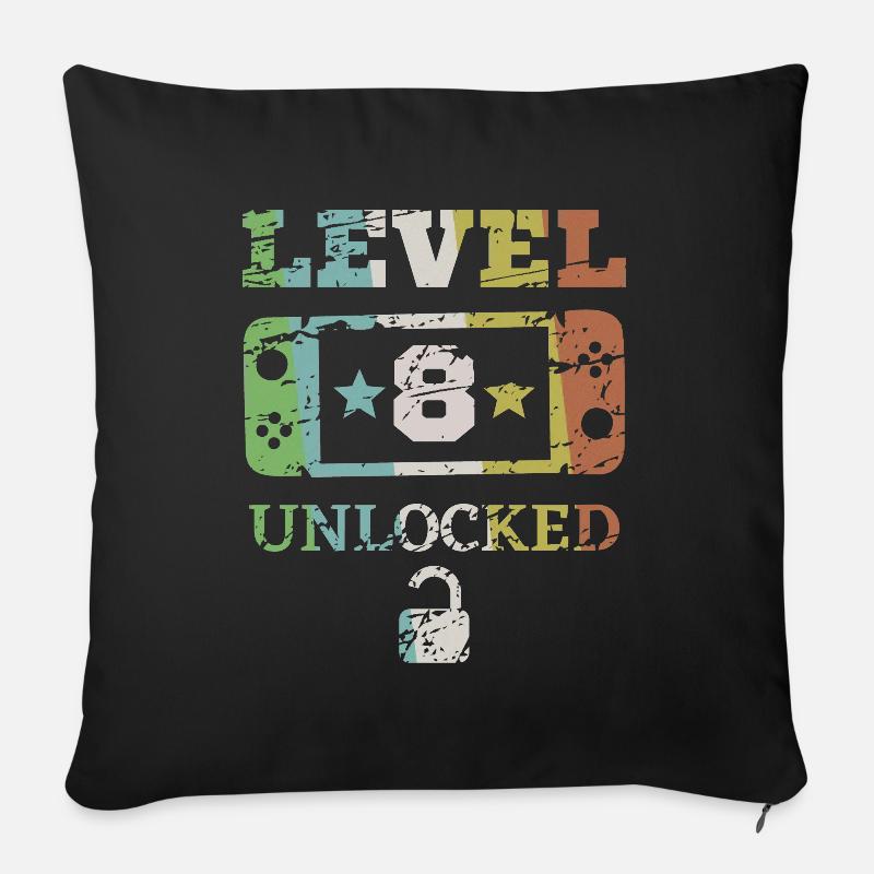 Level 8 unlocked - Sofa pillow with filling 45cm x 45cm - black