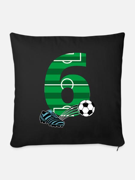 6. Geburtstag Fußball - Sofakissen mit Füllung 45 x 45 cm - Schwarz