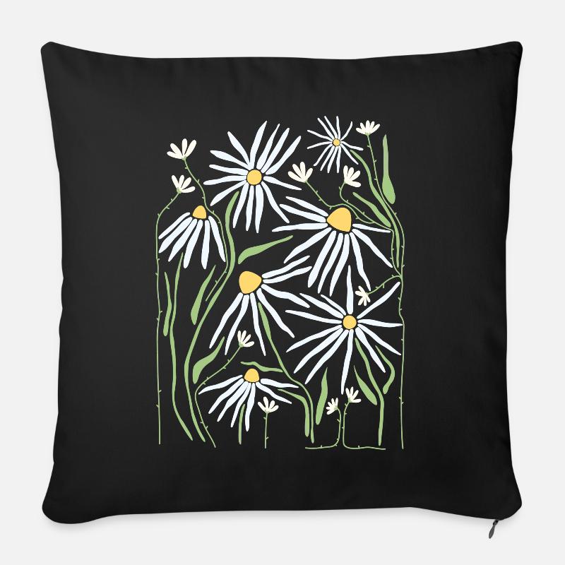 Gänseblümchen - Sofakissen mit Füllung 45 x 45 cm - Schwarz