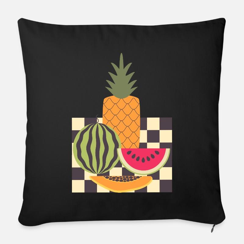 Abstract fruit and geometry - Sofa pillow with filling 45cm x 45cm - black