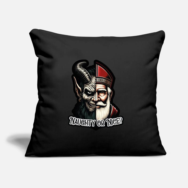 "Frecher oder netter Weihnachtsmann mit zwei Gesichtern VS Krampus Sofakissen mit Füllung 45 x 45 cm