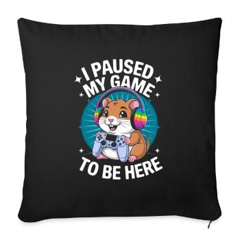 Faites une pause pour vous : Gamer Hamster ! - Coussin et housse de 45 x 45 cm - noir - Devant