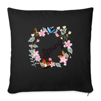 Spring T-Shirt - Sofa pillow with filling 45cm x 45cm - black - Front