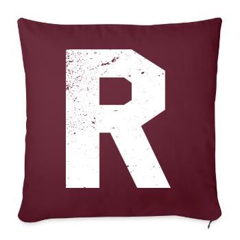 R --- Ronny, Ralf, Ronald, Rainer, Rolf - - Sofa pillow with filling 45cm x 45cm - burgundy - Front