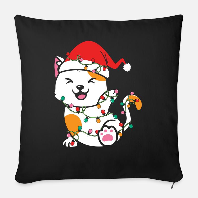 Weihnachten Katze Geschenke - Sofakissen mit Füllung 45 x 45 cm - Schwarz