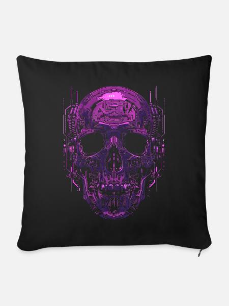 Cyberschädel - Sofakissen mit Füllung 45 x 45 cm - Schwarz